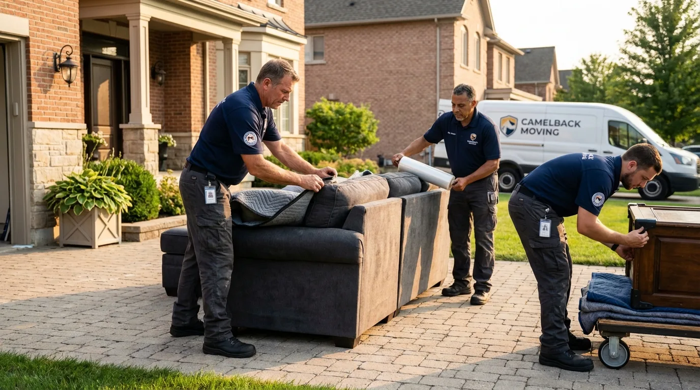 Large estate moving crew wrapping furniture in Palermo, CA